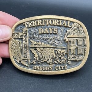 1977 Viking Territorial Days Oregon City Solid Brass Belt Buckle ~ Serial #247